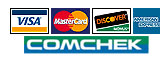 We accept Mastercard, Visa, American Express, Discover and ComChek